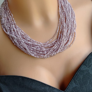 Naszyjnik Różowy Nude Róż Koraliki2