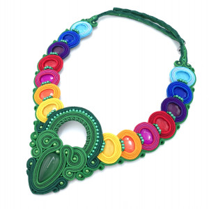 Naszyjnik sutasz kolorowy wiosenny kolia z agatem „Primavera”