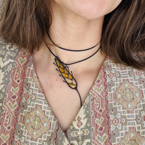 Naszyjnik szklany wisiorek  witraż Tiffany'ego "PSZENICA"