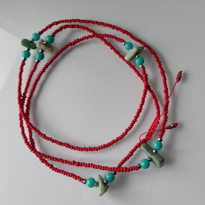 Naszyjnik Turkus Czerwień Długie Korale