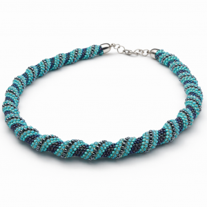 Naszyjnik Turkusowy Krótki Sznur Koralikowy
