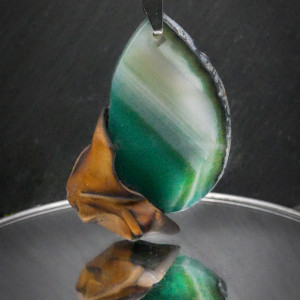 Naszyjnik Wisiorek „agat zielony i brzoza"- premium, jewellery, wood