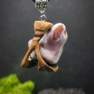 Naszyjnik Wisiorek brzoza i agat brązowy- premium, jewellery, wood