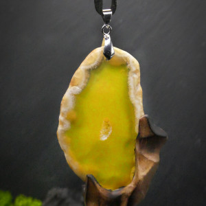 Naszyjnik Wisiorek „brzoza i agat żółty"- premium, jewellery, wood