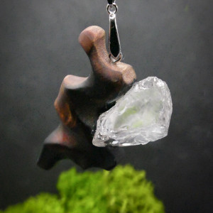 Naszyjnik Wisiorek kryształ i lipa - pirografia, wood jewellery