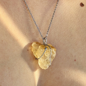 Naszyjnik Wisiorek na łańcuszku z żółtym kamieniem Cytryn