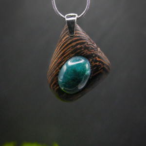 Naszyjnik Wisiorek „Wenge i agat mszysty"- premium, jewellery, wood