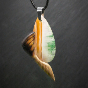 Naszyjnik Wisiorek „wiąz i agat kolorowy"- premium, jewellery, wood