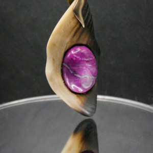 Naszyjnik Wisiorek wiąz i agat magentowy- premium, jewellery, wood