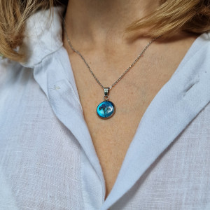 Naszyjnik  wisiorek  z niezapominajkami na prezent