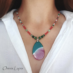 Naszyjnik z agatem i kryształem