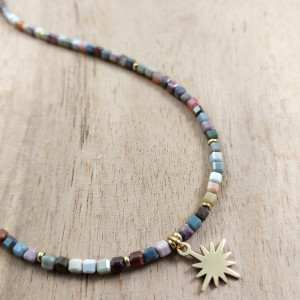 Naszyjnik z kamieni - agat alashan 1