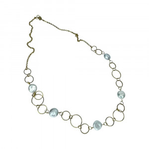 Naszyjnik z pereł i złoconych ogniw c1303