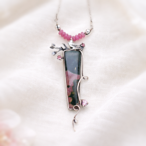 Naszyjnik z Ptaszkiem Jaspisem i Turmalinem