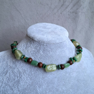 Naszyjnik z zielonych agatów, choker, kamienie naturalne