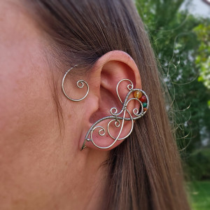Nausznice kolczyki wire wrapping cytryn agaty