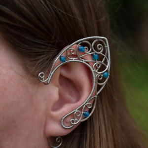 Nausznice uszy elfa kwarc niebieski wire wrapping