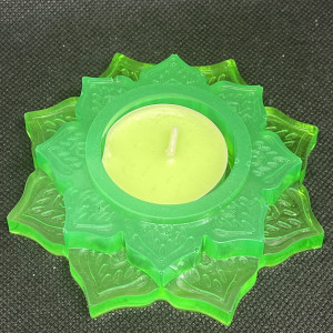 Neonowy zielony świecznik z żywicy epoksydowej