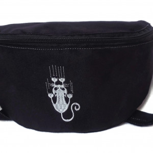 Nerka  czarna z kotem na ramię haft kocurek