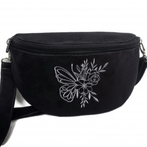 Nerka  czarna z motylem na ramię haft