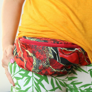 Nerka na rower wodoodporna czerwony marmur pouring