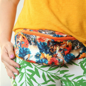 Nerka na rower wodoodporna koty kotki w kwiatkach