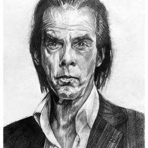 NICK CAVE - SERIA IKONY (A3) - rysunek ołówkiem, portret na zamówienie