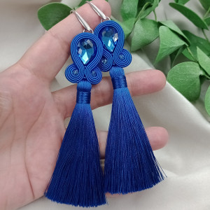 Niebieskie kolczyki z chwostami, kobaltowe kolczyki