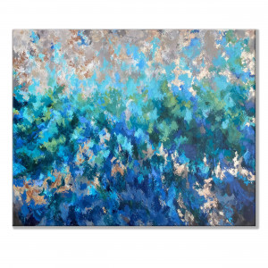 Niebiesko zielona abstrakcja - obraz akrylowy