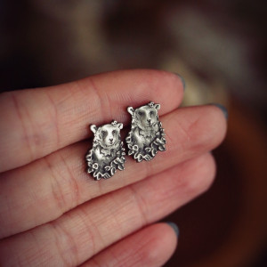 Niedźwiadki mini kolczyki sztyfty ze srebra