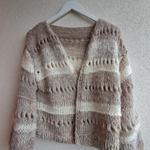 Niepowtarzalny kardigan Alpaka,jedwab.Recznie robione.