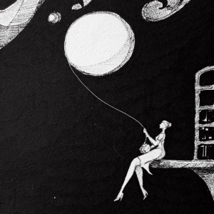 "Nocą" rysunek piórkiem artystki A. Laube