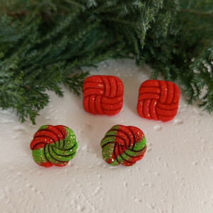 "Noel" v.1 kolczyki sztyfty z gliny polimerowej - zestaw 2 pary