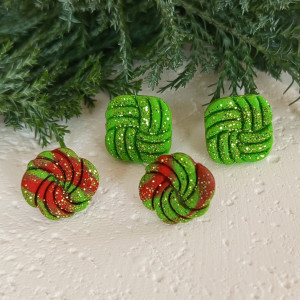 "Noel" v.2 kolczyki sztyfty z gliny polimerowej - zestaw 2 pary