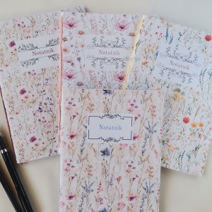Notatniki handmade zestaw - ręcznie szyte, kwiatowe