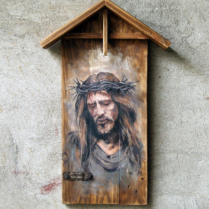 Obraz Chrystus - malowany na starych deskach