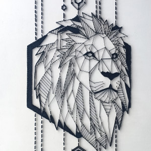 OBRAZ LEW, string-art, 3D