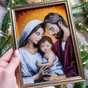 Obraz malowany na szkle święta Rodzina