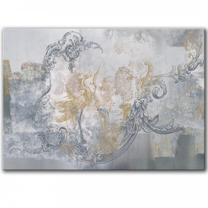 OBRAZ NA PŁÓTNIE - 100X70 CM CZAPLE I ORNAMENTY (1-0693)