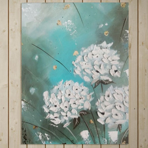 Obraz na płótnie ręcznie malowany akrylami Kwiaty strukturalny