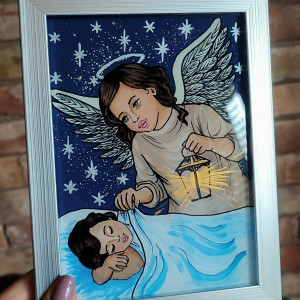 Obraz na szkle Anioł (świecące skrzydła)