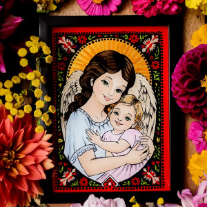 Obraz na szkle Anioł z Dzieckiem