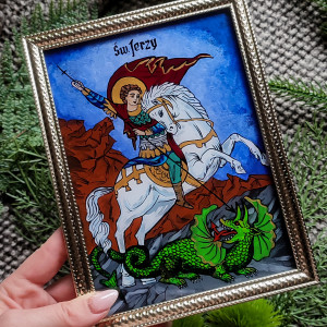 Obraz namalowany na szkle Święty Jerzy