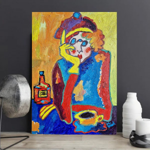 obraz olejny dama kawa i cisza