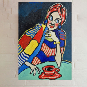 obraz olejny  kobieta która słucha siebie