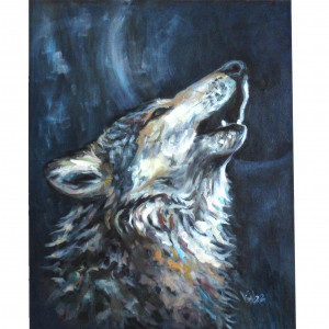 Obraz olejny na płótnie 40x50 wilk zwierzę