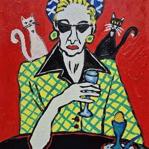 obraz olejny ona i dwa cienie portret kobiety