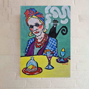 obraz olejny portret damy kot wie pierwszy