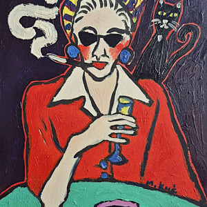 obraz olejny portret ostatni łyk przed końcem świata