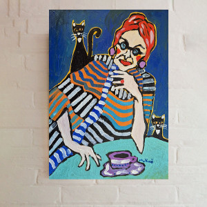 obraz olejny portret pasiate myśli